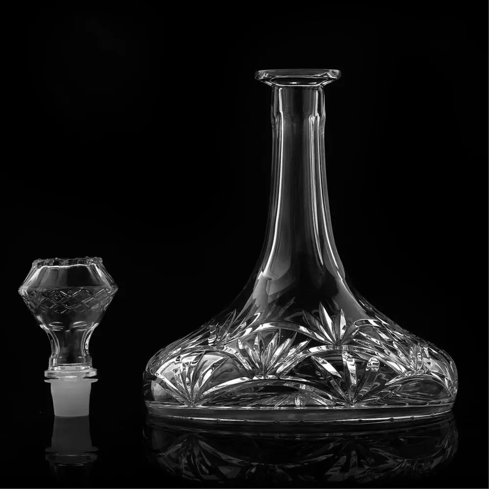 Vintage Towle Riviera Crystal Ship's Decanter w/ Stopper Cut Glass Liquor Carafe